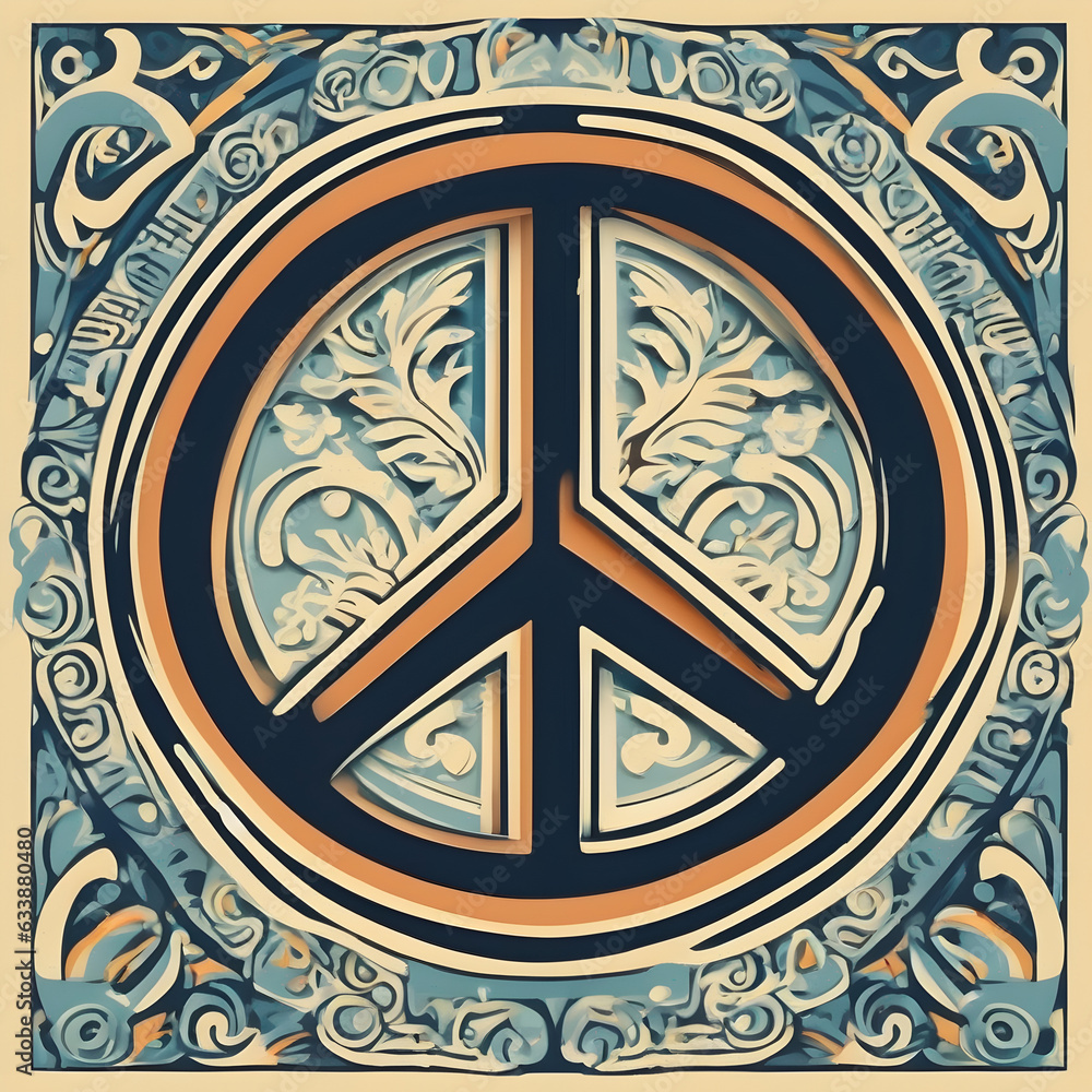 Peace anti-war stylized symbolic pacifist hippie logo