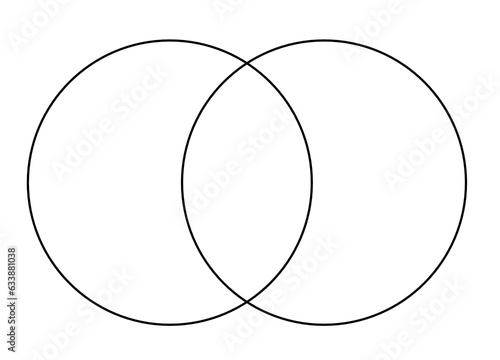 Venn diagram with 2 overlapping circles. Simple flat design. Business infographic template. 