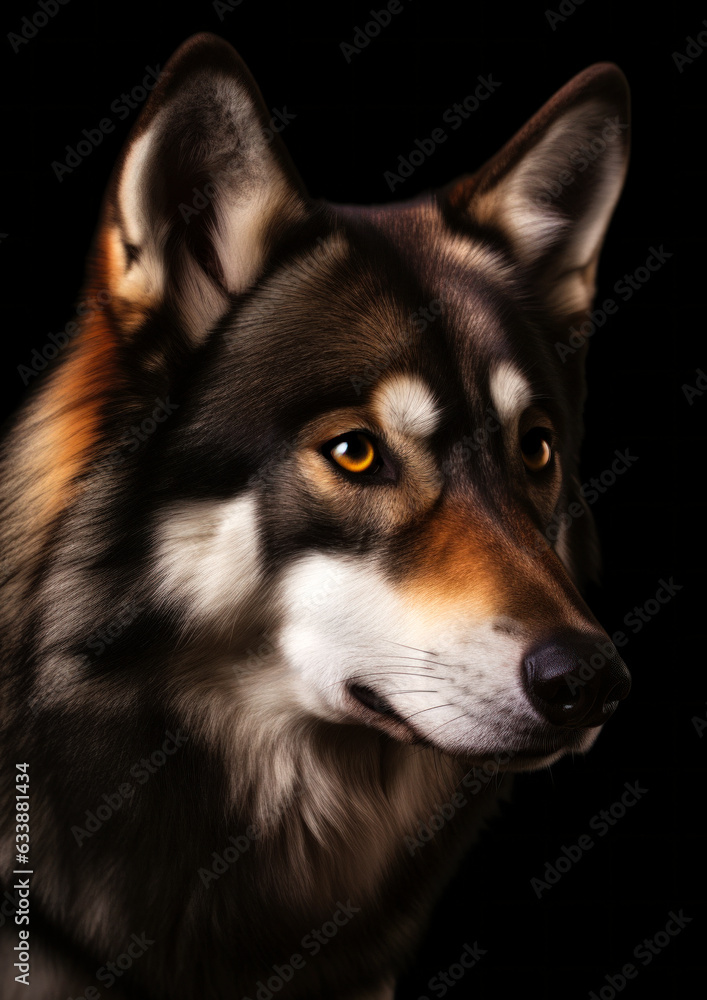 Animal photography of a wild wolf in a dark backdrop conceptual for frame Animal photography of a wild wolf in a dark backdrop conceptual for frame