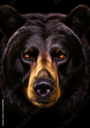 Photograph of a wild black bear on a dark background conceptual for frame © gnpackz