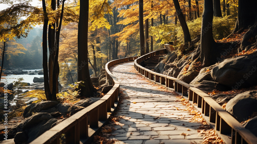 Beautiful wooden pathway going the breathtaking Beautiful wooden pathway going the breathtaking