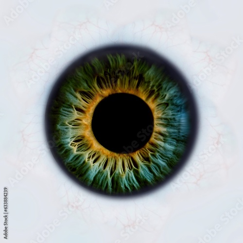 isolated detailed human green eye iris closeup