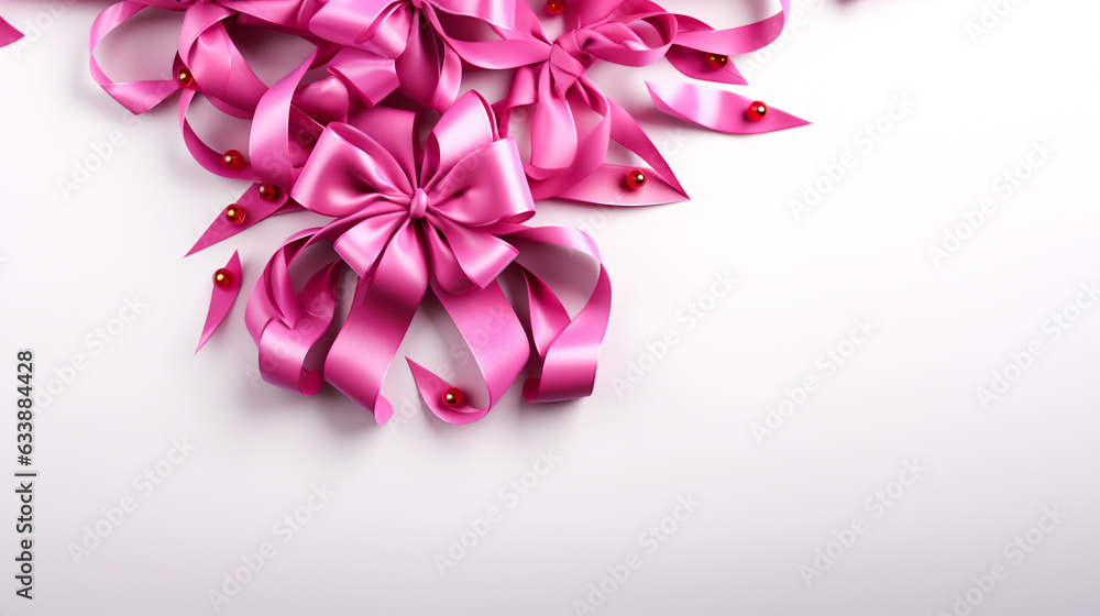 Breast cancer ribbon on white background with blank space Breast cancer ribbon on white background with blank space