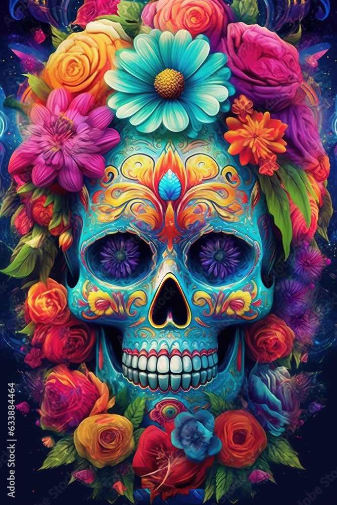 colorful mexican skull