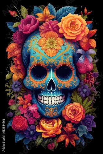 colorful mexican skull