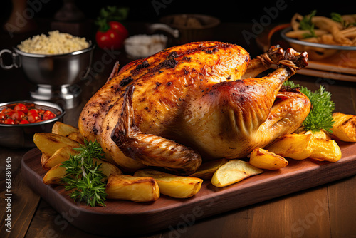 Festive celebration roasted turkey for Thanksgiving and Christmas