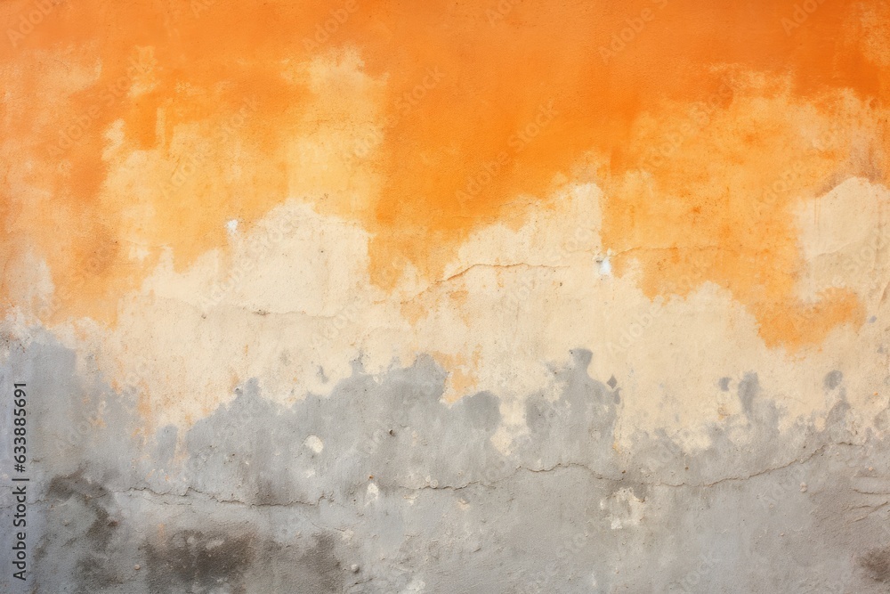 Old stucco wall texture of orange and grey colors