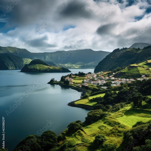 lake and mountains azores