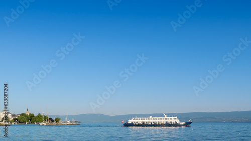 Crossing the lake Geneva by boat