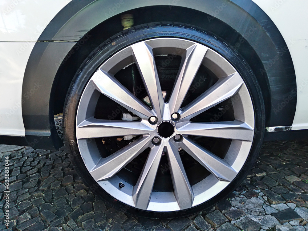 Detail of alloy car wheel