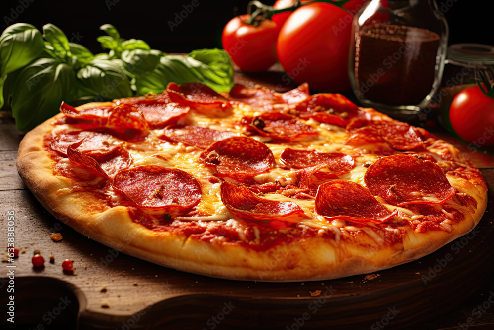 Traditional italian pepperoni pizza