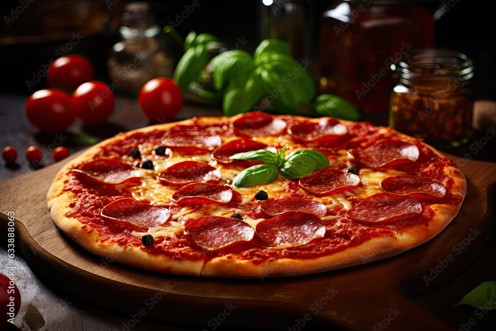 Traditional italian pepperoni pizza