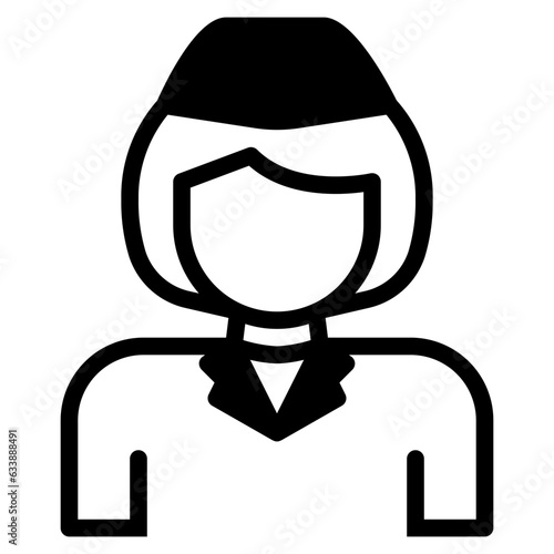  stewardess, air hostess, Aviation, Flight Attendant, Airline Crew Icon, Solid style icon vector illustration, Suitable for website, mobile app, print, presentation, infographic and any other project.