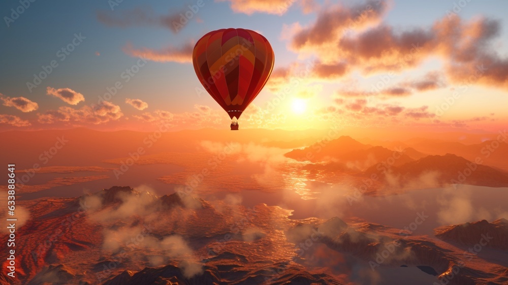Air balloon sunset pretty colorful sky flying photography wallpaper image AI generated art