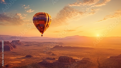 Air balloon sunset pretty colorful sky flying photography wallpaper image AI generated art © Biplob