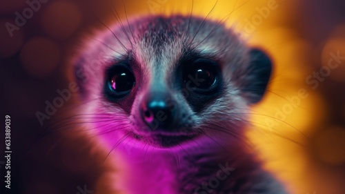 Beautiful meerkat colorful face animal drawings illustration picture AI generated art