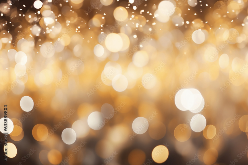 Background of abstract defocused gold glitter lights. background with bokeh. Generative AI Background of abstract defocused gold glitter lights. background with bokeh. Generative AI