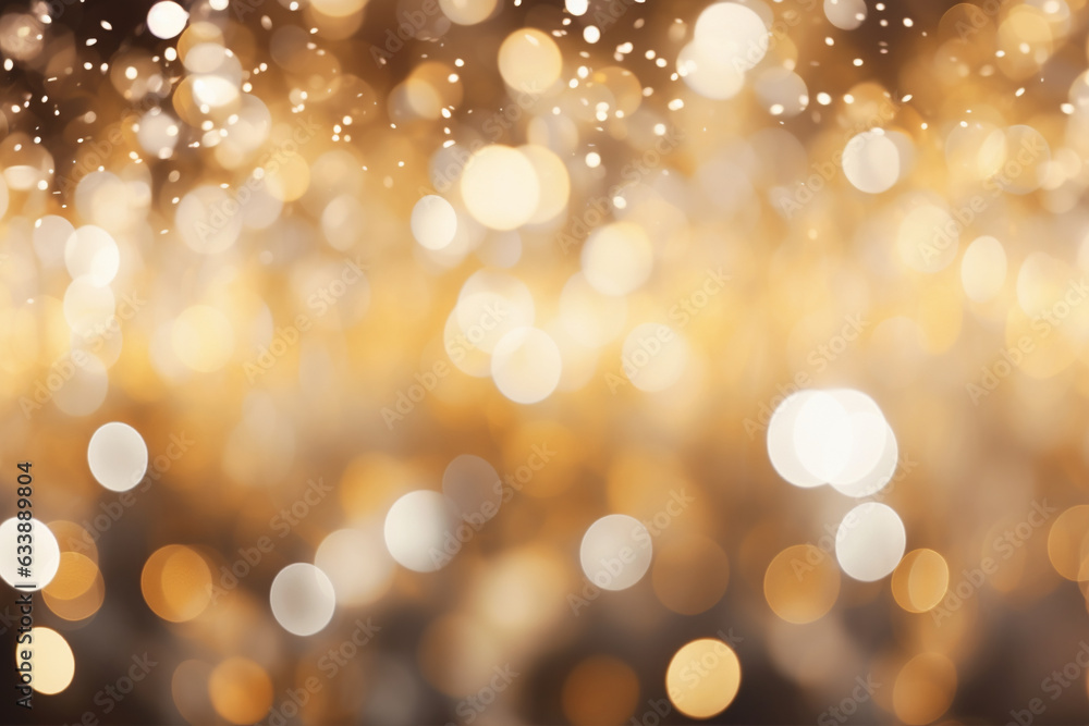 Background of abstract defocused gold glitter lights. background with bokeh. Generative AI