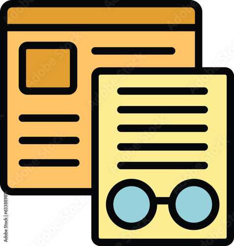 Web data icon outline vector. Study case. Learn success color flat