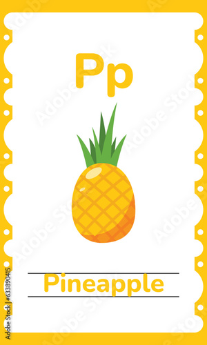 Fototapeta Naklejka Na Ścianę i Meble -  Pineapple Fruit Reading Exercise Practice Worksheet for Kids