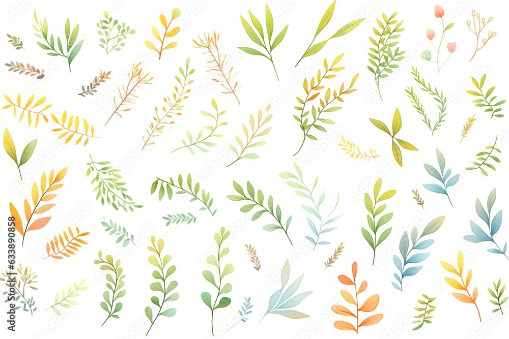 Summer leaves seamless background on white background Summer leaves seamless background on white background