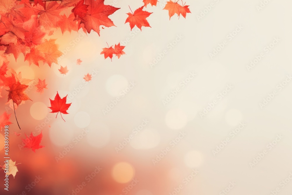 Seasonal banner with autumn foliage. Autumn maple leaves. Autumn background. Copy space. 
