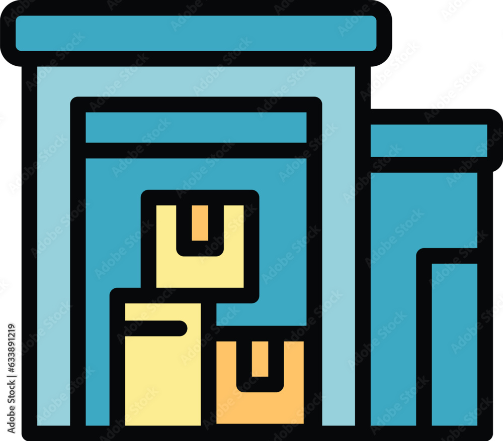 Parcel warehouse icon outline vector. Digital control. Stock inventory color flat