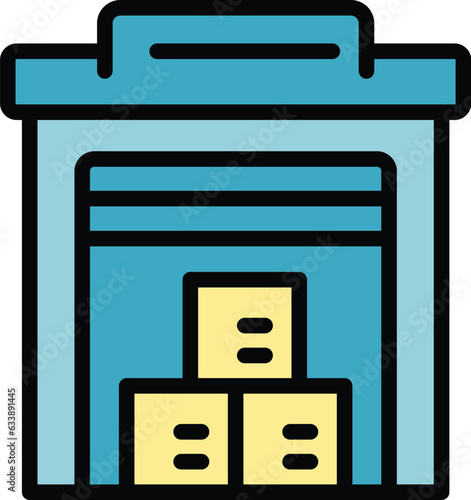 Warehouse digital icon outline vector. Management control. Supplier system color flat