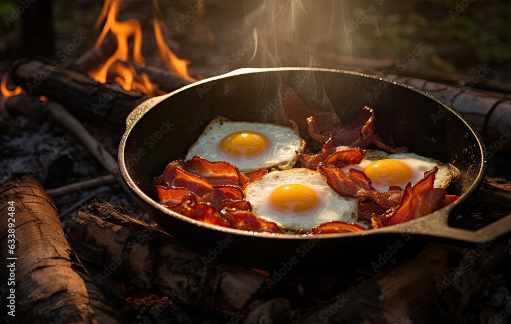 Cooking food while camping created with ai Cooking food while camping created with ai