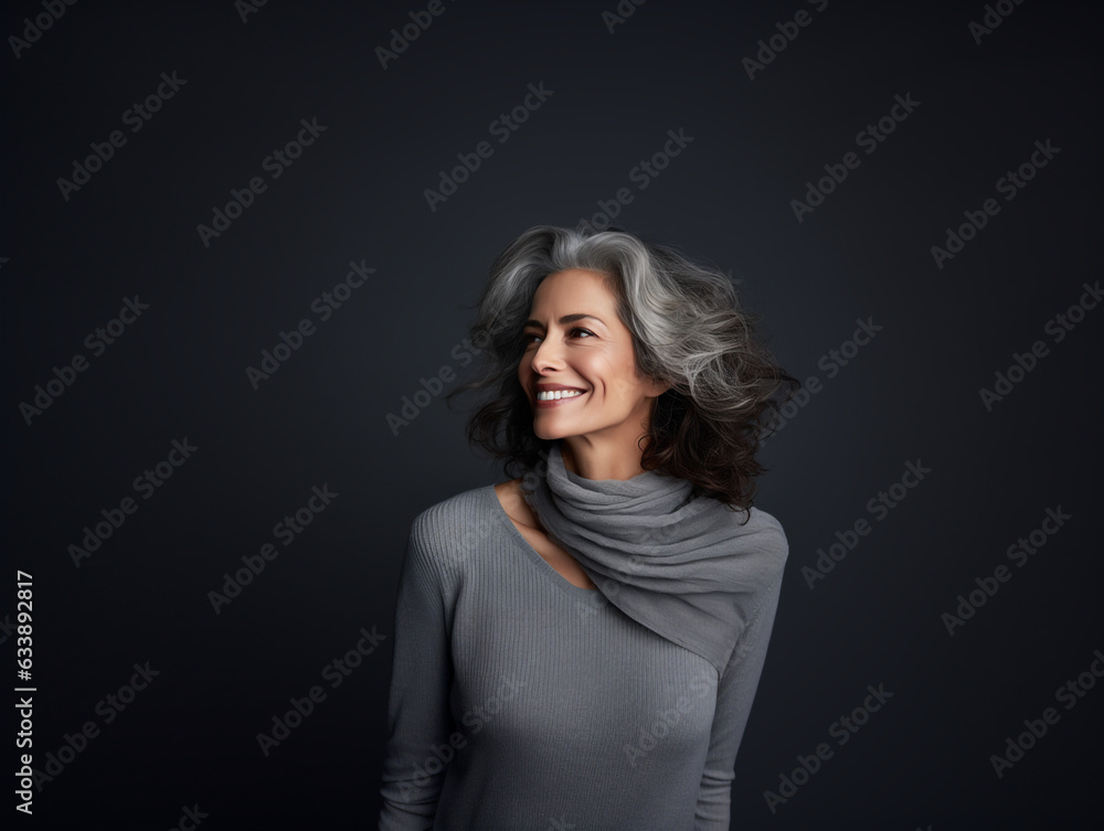 Beautiful smiling woman aged 50 model with natural makeup clean face beige warm background, isolated, anti aging care, natural beauty concept, cosmetology and wellness concept, png Beautiful smiling woman aged 50 model with natural makeup clean face beige warm background, isolated, anti aging care, natural beauty concept, cosmetology and wellness concept, png