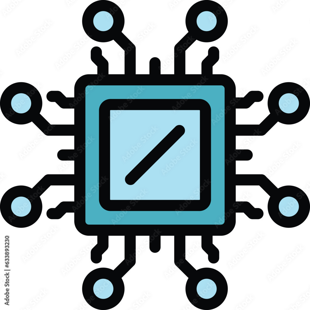 Computer processor icon outline vector. Laptop shop. Retail mobile color flat Computer processor icon outline vector. Laptop shop. Retail mobile color flat
