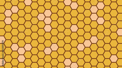 Honeycomb background 16:9. Colorful honey wallpaper. Beehive background texture.