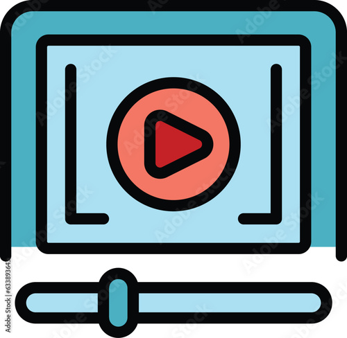 Video player icon outline vector. Library education. Movie film color flat