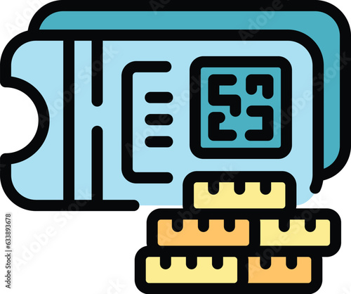 Buy ticket icon outline vector. Movie book. Cinema film color flat
