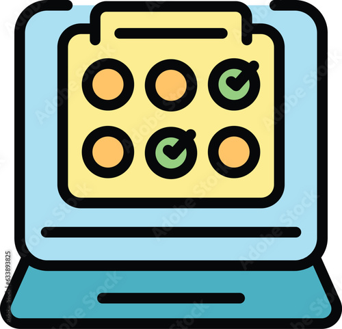 Online cinema place book icon outline vector. Video mobile. Mobile motion color flat