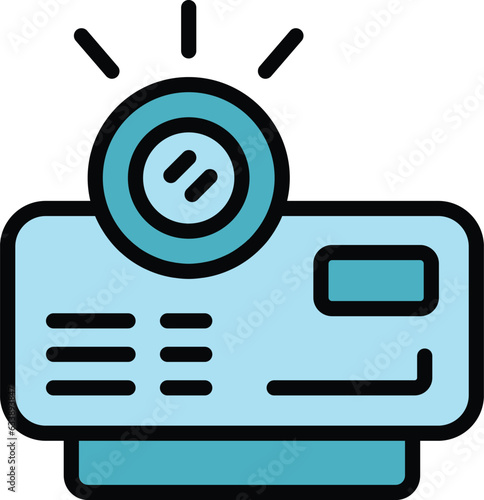 Cinema projector icon outline vector. Movie film. color flat