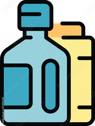 Cleaner bottle icon outline vector. Home service. Work cleanup color flat