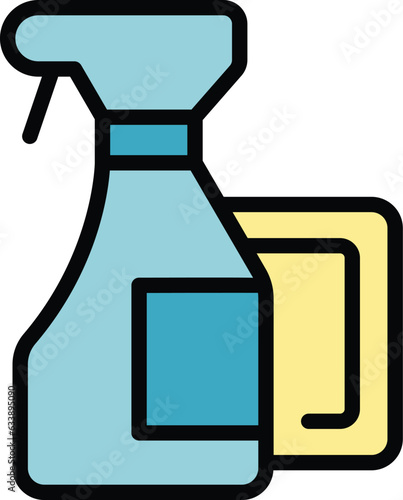 Cleaner spray icon outline vector. House service. Work office color flat