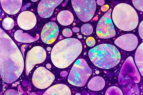 purple irregular opal chaff patterned shapes with iridescent rainbow color effect background