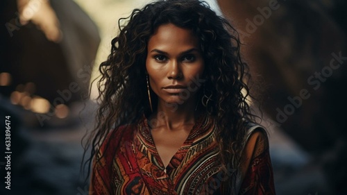 Portrait of an Australian Aboriginal woman with curly hair