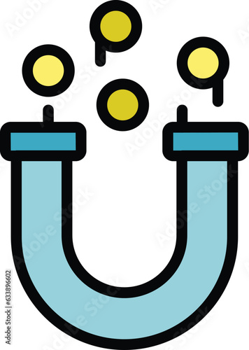 Key opinion magnet icon outline vector. Social media. Strategy marketing color flat