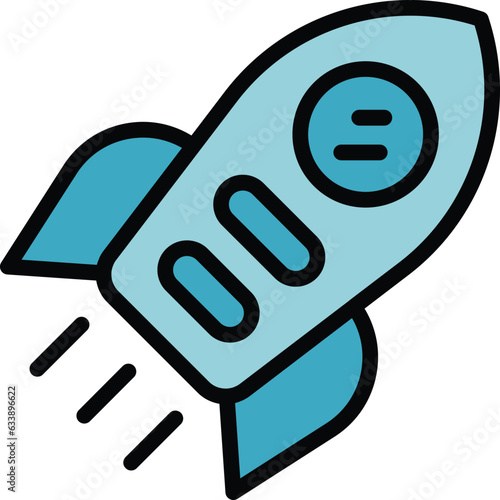 Marketing rocket icon outline vector. Key leader. Media campaign color flat