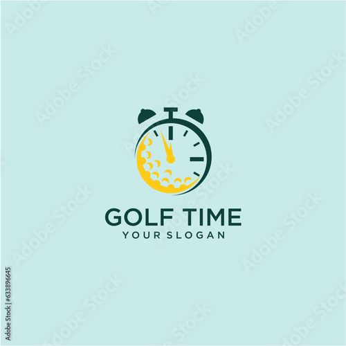 golf logo design with time and clock