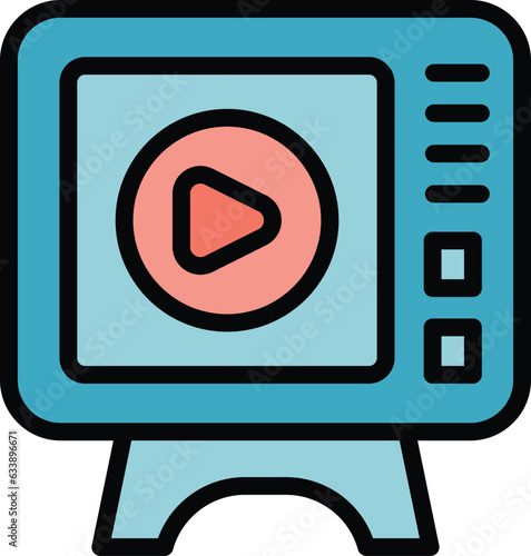 Tv key opinion icon outline vector. Social media. Network strategy color flat