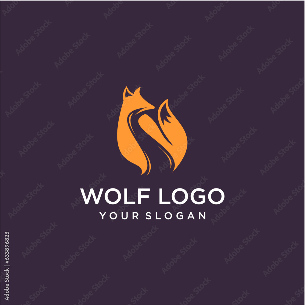 wolf logo design with river wolf logo design with river