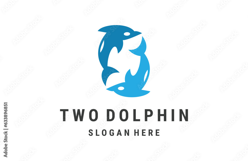 Fototapeta premium Two dolphin logo icon vector design template