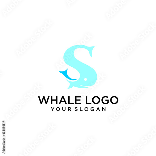 whale logo design with letter s