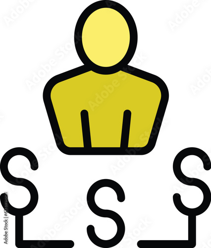 Vlogger influence icon outline vector. Kol leader. Social media color flat