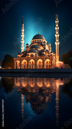 Ottoman mosque style in the night