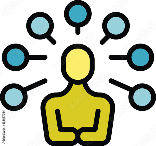 Opinion leader icon outline vector. Kol key. Media marketing color flat